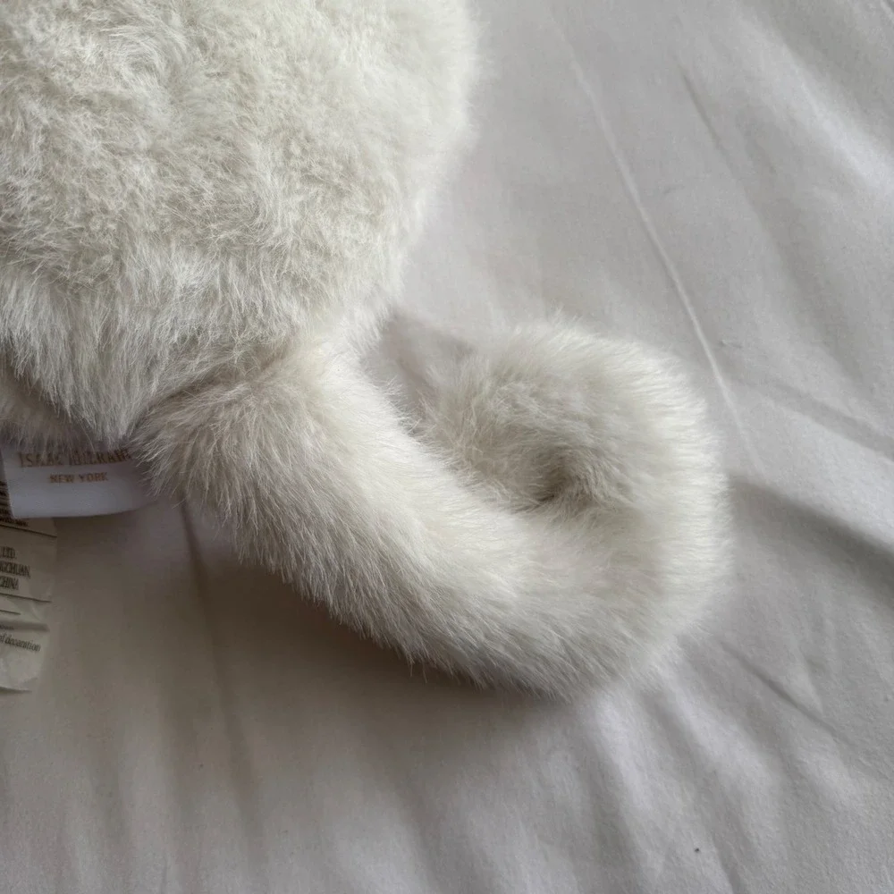 Isaac Mizrahi New York White Faux Fur Christmas Cat Decorative Pillow Holiday